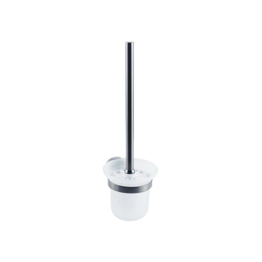 Fortifura Calvi Toiletset 3-delig - toiletrolhouder zonder klep - toiletborstel - handdoekhaak enkel rond - Geborsteld Gunmetal PVD SW721176 SW1211592 SW721173 afbeelding 1