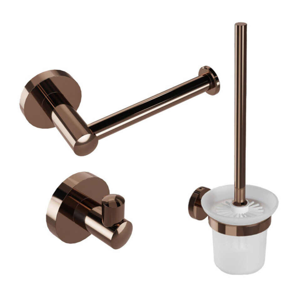Fortifura Calvi Toiletset - toiletborstelhouder - open - handdoekhaak - toiletrolhouder - zonder klep - geborsteld koper SW970049/SW970050/SW970052 afbeelding 1