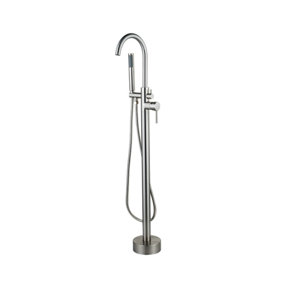 Fortifura Calvi vrijstaande badkraan 113cm met handdoucheset Geborsteld RVS PVD (RVS) SW377863 afbeelding 1