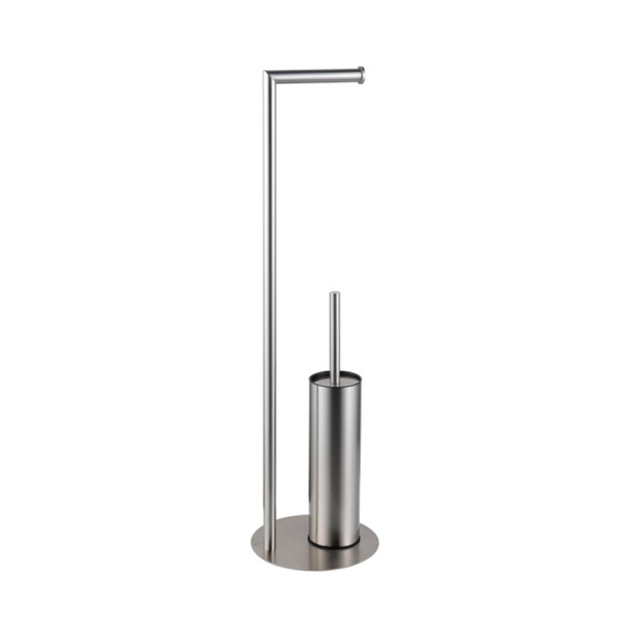 Fortifura Calvi vrijstaande toiletrolhouder met toiletborstel - Geborsteld RVS PVD (RVS) SW1189059 afbeelding 1