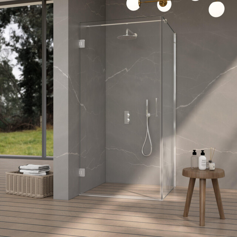 Fortifura Galeria Douchecabine - 100x140x200cm - scharnieren - deurgreep - stabilisatiestang - vlak - helder veiligheidsglas - Chroom SW1122549/SW1122560/SW797904/SW797916 afbeelding 1