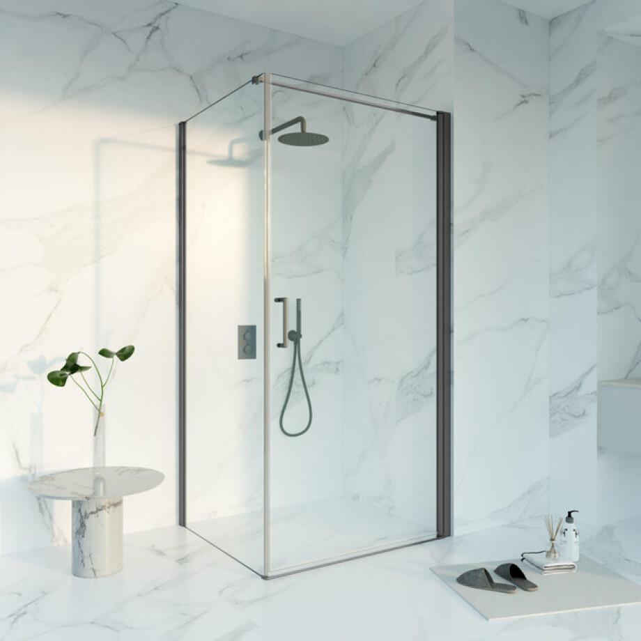 Fortifura Galeria Douchecabine - 180x90x200 - Profiel veiligheidsglas - anti kalk - Geborsteld Gunmetal PVD SW1122489/SW797920/SW797907 Fortifura Galeria Douchecabine - 180x90x200 - Profiel veiligheidsglas - anti kalk - Geborsteld Gunmetal PVD SW1122489/SW797920/SW797907 afbeelding 1