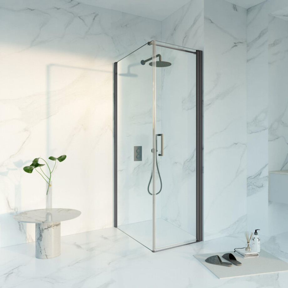 Fortifura Galeria Douchecabine - 60x90x200 - Profiel veiligheidsglas - anti kalk - geborsteld gunmetal PVD SW1122471/SW797926/SW797907 afbeelding 1