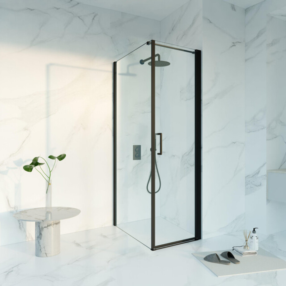 Fortifura Galeria Douchecabine - 60x90x200 - Profiel veiligheidsglas - anti kalk - mat zwart SW1122468/SW797926/SW797905 afbeelding 1