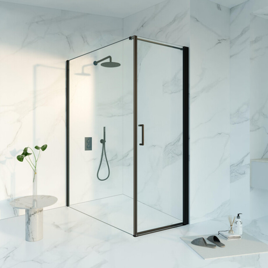 Fortifura Galeria Douchecabine - 70x160x200 - Profiel veiligheidsglas - anti kalk - mat zwart SW1122474/SW797918/SW797905 afbeelding 1