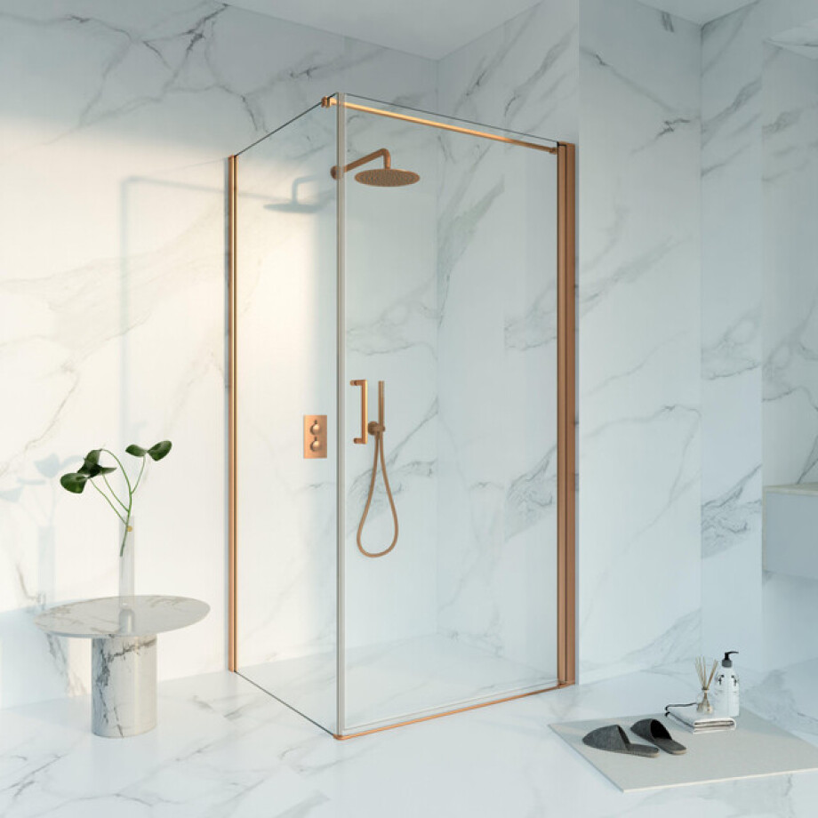 Fortifura Galeria Douchecabine - 80x140x200 - Profiel - veiligheidsglas - anti kalk - Geborsteld koper PVD (Koper) SW1122484 SW797916 SW876702 afbeelding 1