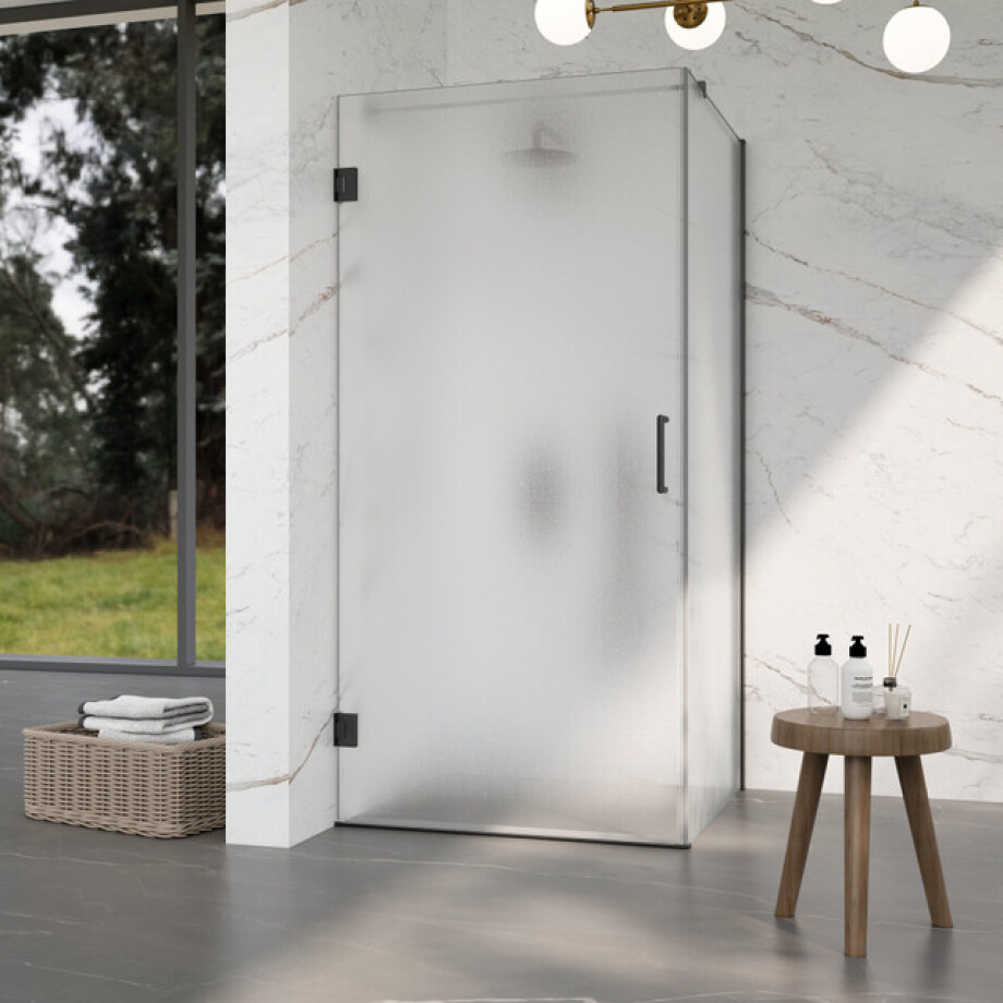 Fortifura Galeria Douchecabine - 80x80x200cm - scharnieren - deurgreep - vlak - gesatineerd veiligheidsglas - Geborsteld gunmetal PVD (Antraciet) SW1122552/SW1122563/SW797907/SW797925 Fortifura Galeria Douchecabine - 80x80x200cm - scharnieren - deurgreep - vlak - gesatineerd veiligheidsglas - Geborsteld gunmetal PVD (Antraciet) SW1122552/SW1122563/SW797907/SW797925 afbeelding 1