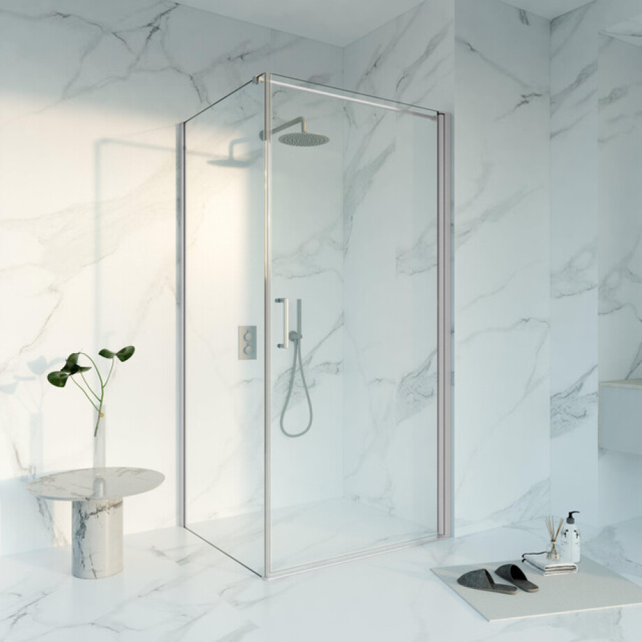 Fortifura Galeria Douchecabine - 80x90x200 - Profiel - veiligheidsglas - anti kalk - Geborsteld RVS PVD (RVS) SW1122481 SW797926 SW797908 afbeelding 1