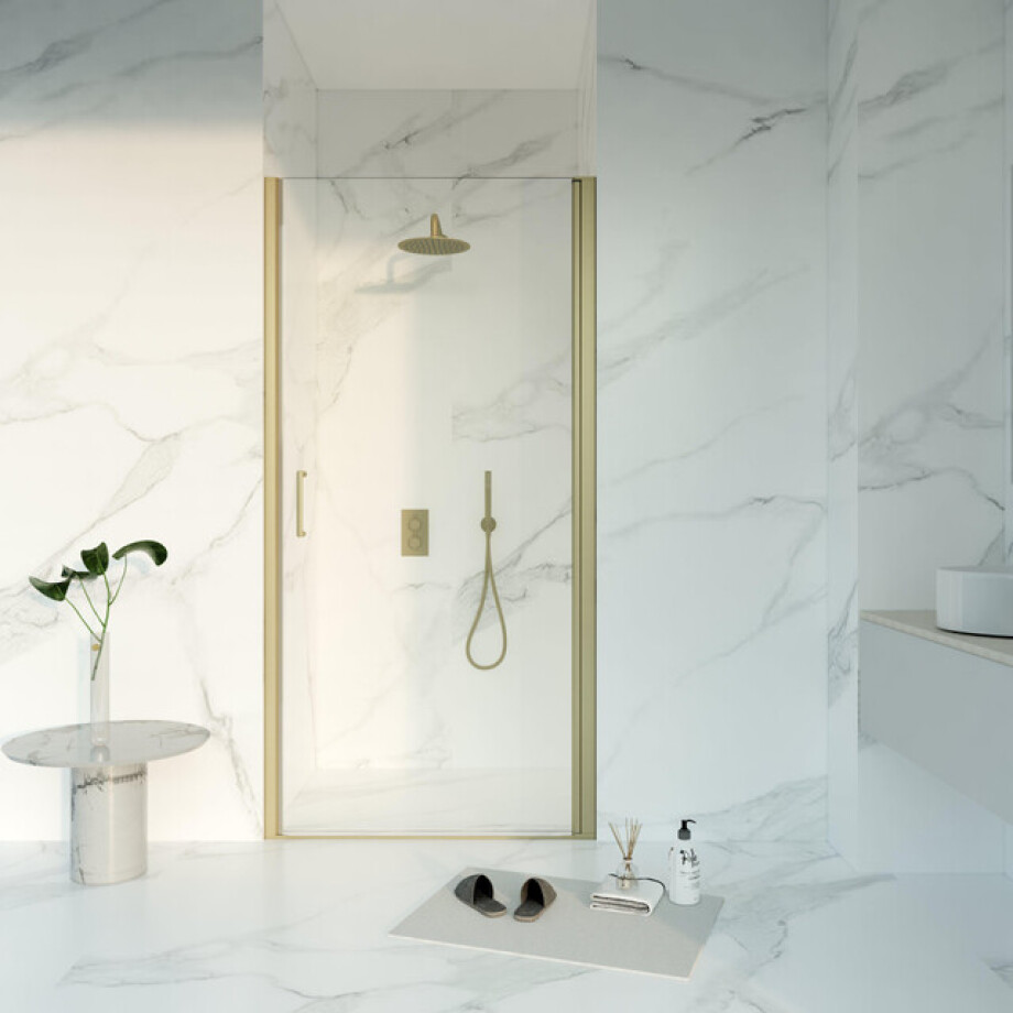 Fortifura Galeria Douchedeur - 90x200 - Profiel - veiligheidsglas - anti kalk - Geborsteld Messing PVD (Goud) SW1122488 afbeelding 1