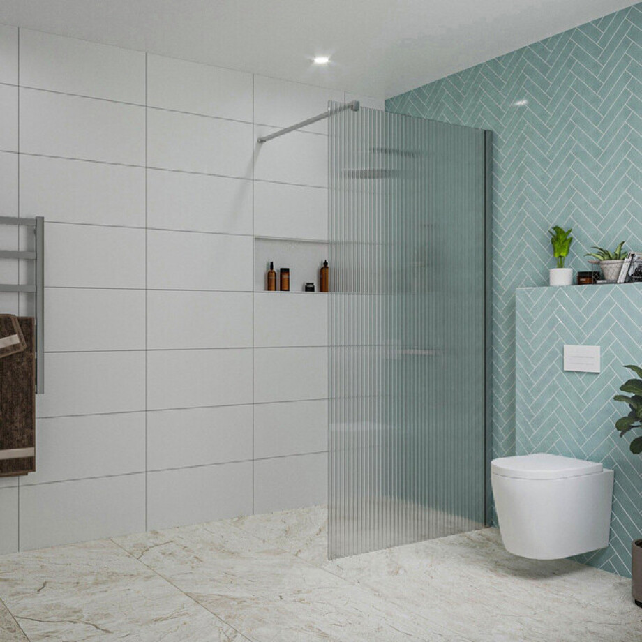 Fortifura Galeria inloopdouche - 100x200cm - ribbelglas - wandarm - chroom SW797955/SW797904 afbeelding 1