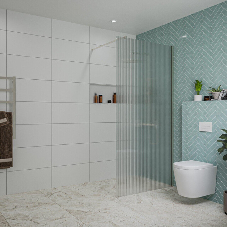 Fortifura Galeria inloopdouche - 100x200cm - ribbelglas - wandarm - Geborsteld RVS PVD (RVS) SW797955/SW797908 Fortifura Galeria inloopdouche - 100x200cm - ribbelglas - wandarm - Geborsteld RVS PVD (RVS) SW797955/SW797908 afbeelding 1