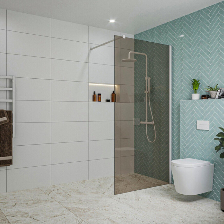 Fortifura Galeria inloopdouche - 100x200cm - rookglas - wandarm - mat wit SW797940/SW797906 Fortifura Galeria inloopdouche - 100x200cm - rookglas - wandarm - mat wit SW797940/SW797906 afbeelding 1