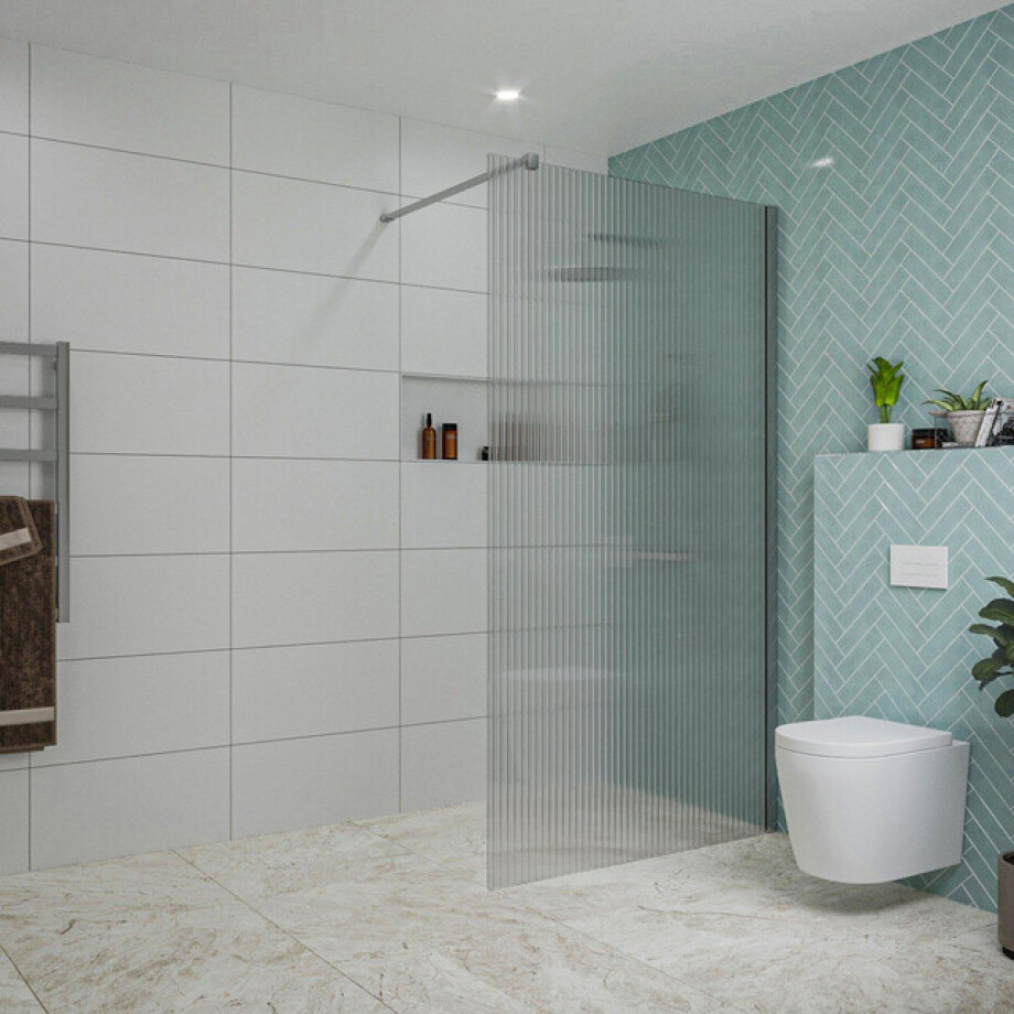 Fortifura Galeria inloopdouche - 110x200cm - ribbelglas - wandarm - chroom SW915253/SW797904 Fortifura Galeria inloopdouche - 110x200cm - ribbelglas - wandarm - chroom SW915253/SW797904 afbeelding 1