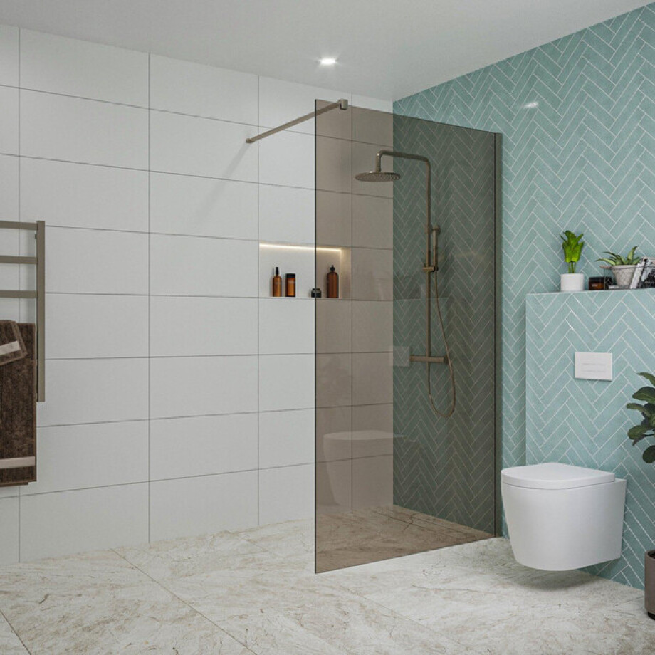 Fortifura Galeria inloopdouche - 110x200cm - rookglas - wandarm - Geborsteld Gunmetal PVD SW915252/SW797907 Fortifura Galeria inloopdouche - 110x200cm - rookglas - wandarm - Geborsteld Gunmetal PVD SW915252/SW797907 afbeelding 1