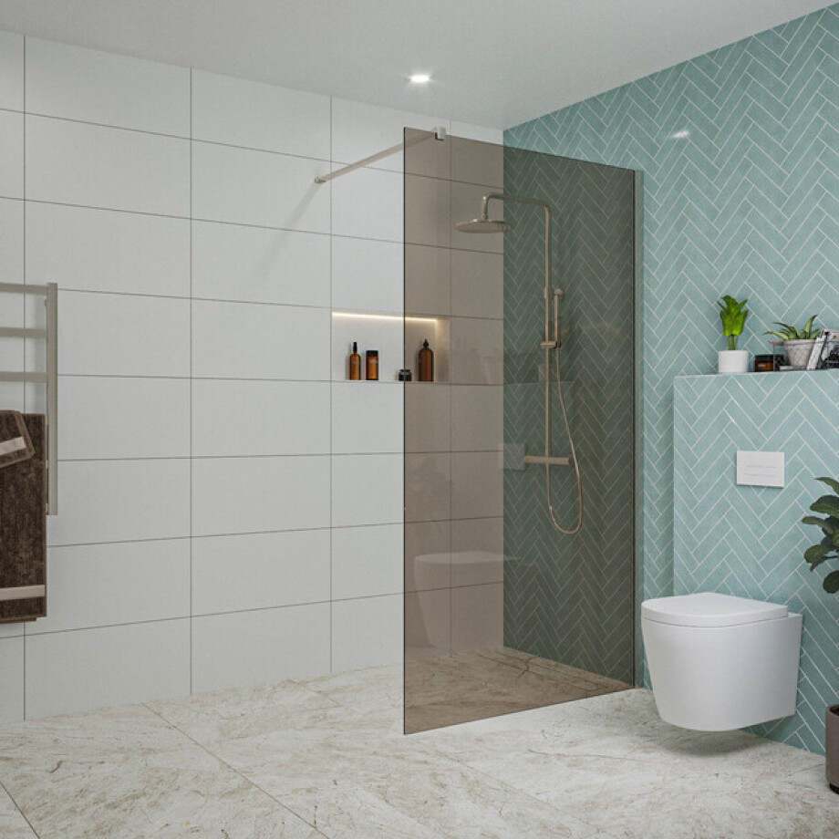 Fortifura Galeria inloopdouche - 110x200cm - rookglas - wandarm - Geborsteld RVS PVD (RVS) SW915252/SW797908 Fortifura Galeria inloopdouche - 110x200cm - rookglas - wandarm - Geborsteld RVS PVD (RVS) SW915252/SW797908 afbeelding 1