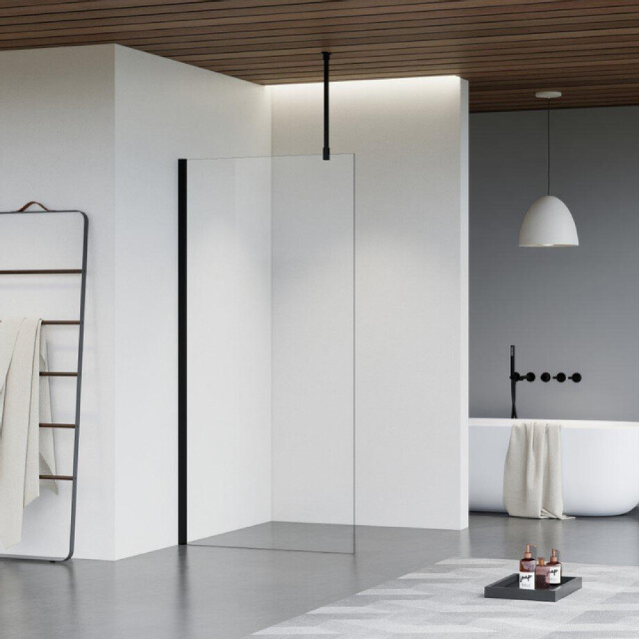 Fortifura Galeria inloopdouche - 120x200cm - helder glas - plafondarm - mat zwart SW797917/SW797905/SW804542 afbeelding 1