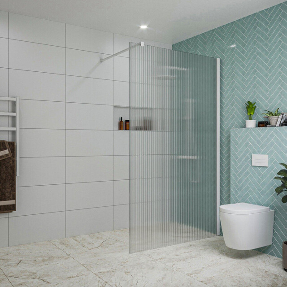 Fortifura Galeria inloopdouche - 120x200cm - ribbelglas - wandarm - mat wit SW797953/SW797906 Fortifura Galeria inloopdouche - 120x200cm - ribbelglas - wandarm - mat wit SW797953/SW797906 afbeelding 1