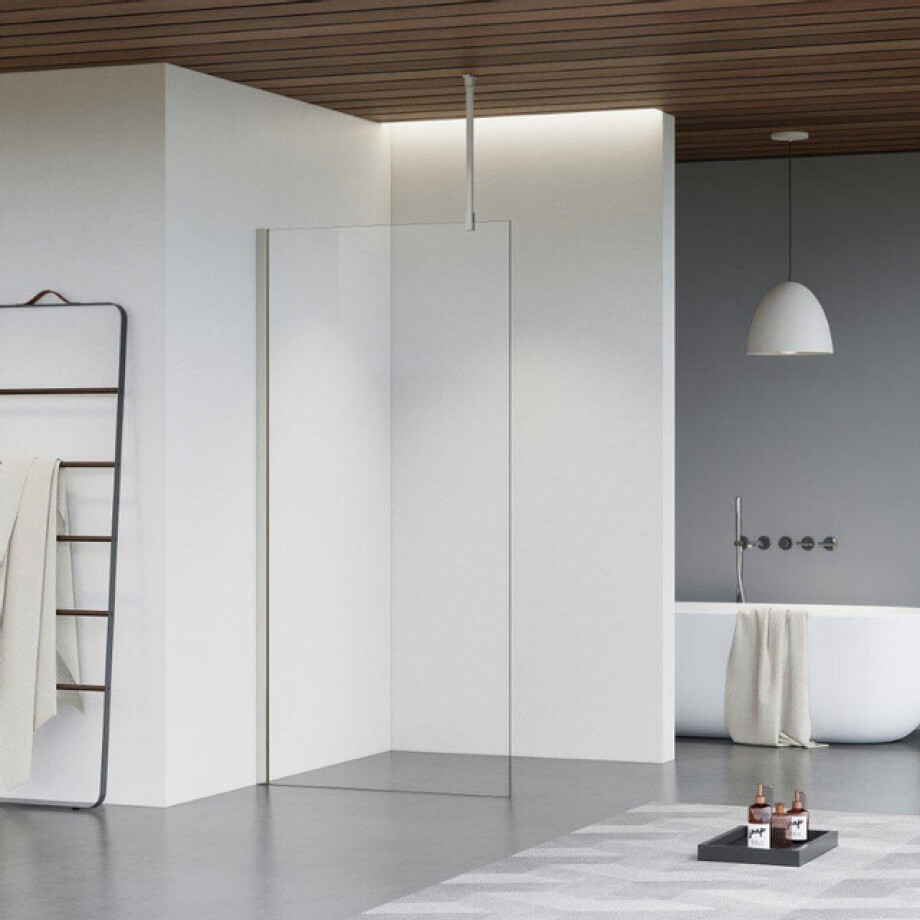 Fortifura Galeria inloopdouche - 140x200cm - helder glas - plafondarm - Geborsteld RVS PVD (RVS) SW797916/SW797908/SW804544 afbeelding 1