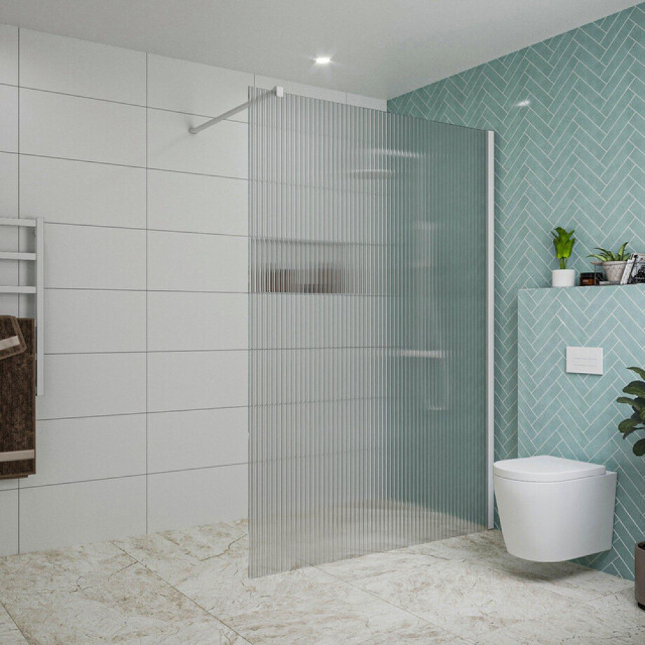 Fortifura Galeria inloopdouche - 140x200cm - ribbelglas - wandarm - mat wit SW797954/SW797906 Fortifura Galeria inloopdouche - 140x200cm - ribbelglas - wandarm - mat wit SW797954/SW797906 afbeelding 1