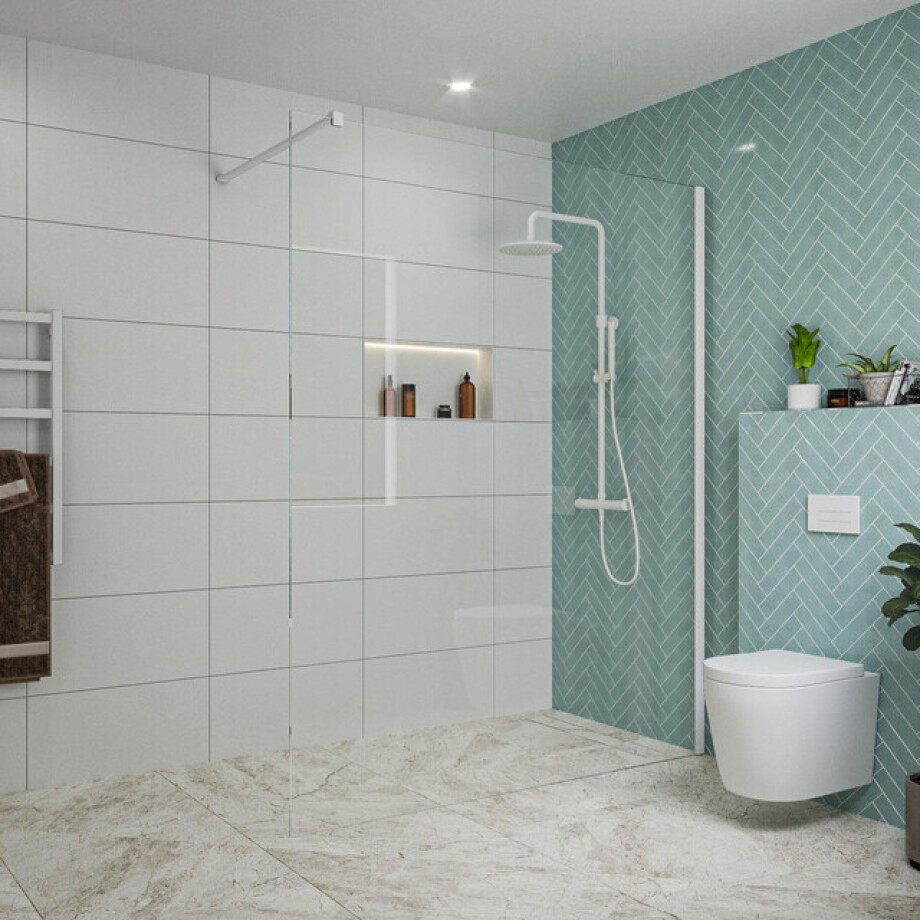 Fortifura Galeria inloopdouche - 160x200cm - helder glas - wandarm - mat wit SW797918/SW797906 Fortifura Galeria inloopdouche - 160x200cm - helder glas - wandarm - mat wit SW797918/SW797906 afbeelding 1