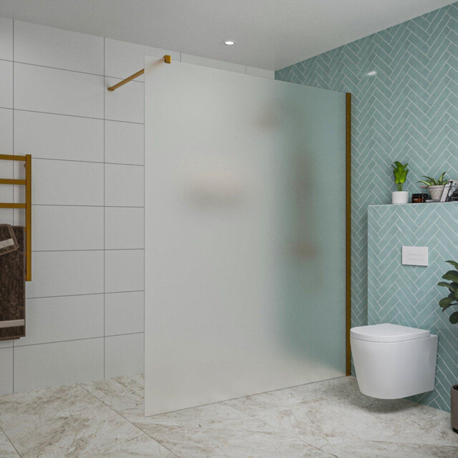 Fortifura Galeria inloopdouche - 160x200cm - mat glas - wandarm - Geborsteld koper PVD (Koper) SW797932/SW876702 Fortifura Galeria inloopdouche - 160x200cm - mat glas - wandarm - Geborsteld koper PVD (Koper) SW797932/SW876702 afbeelding 1