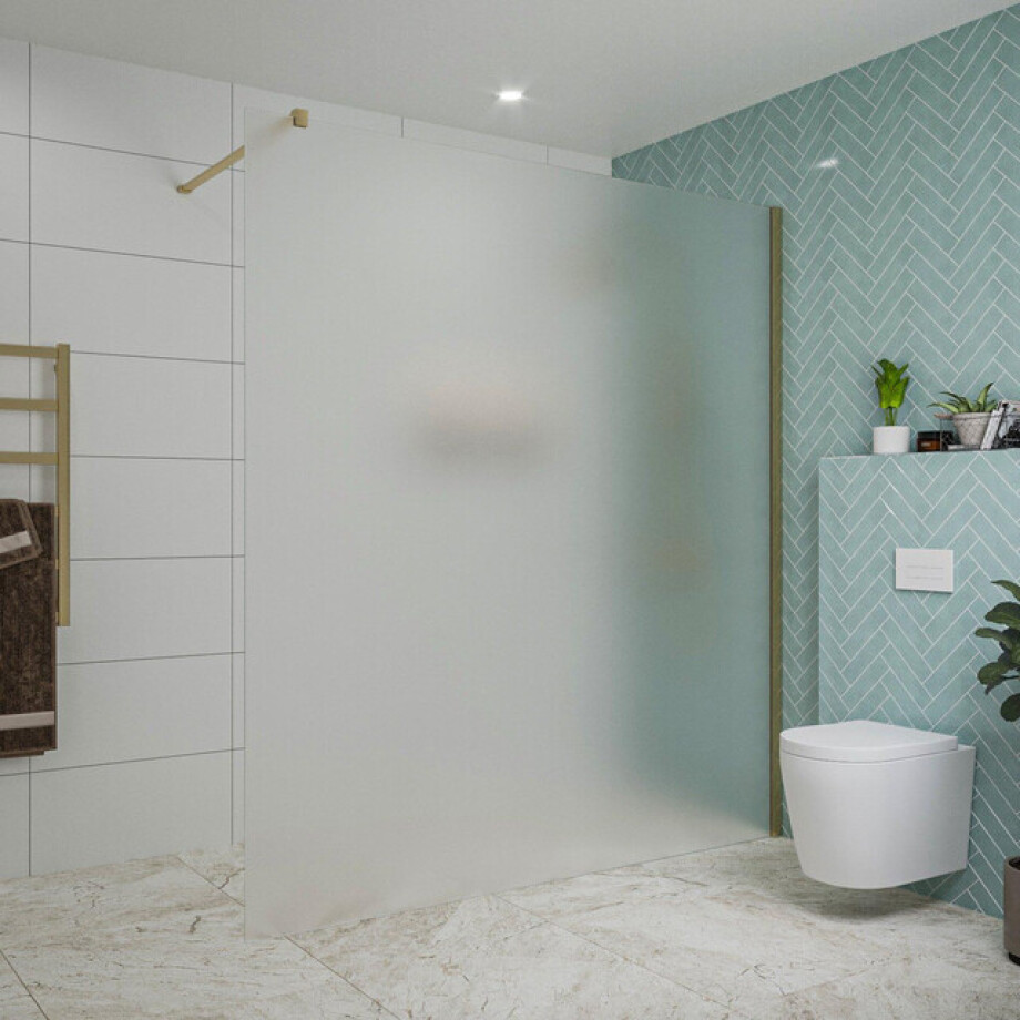 Fortifura Galeria inloopdouche - 180x200cm - mat glas - wandarm - Geborsteld Messing PVD (Goud) SW797933/SW797910 Fortifura Galeria inloopdouche - 180x200cm - mat glas - wandarm - Geborsteld Messing PVD (Goud) SW797933/SW797910 afbeelding 1