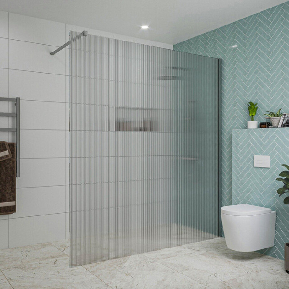 Fortifura Galeria inloopdouche - 180x200cm - ribbelglas - wandarm - chroom SW797957/SW797904 afbeelding 1