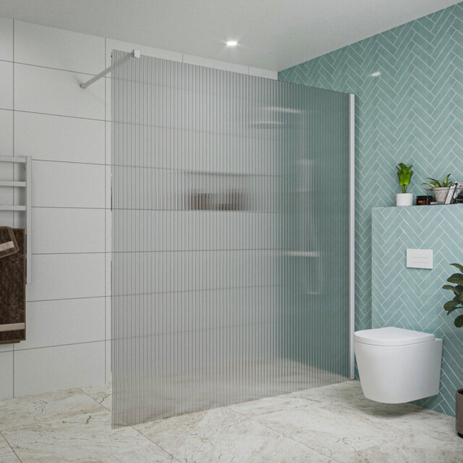 Fortifura Galeria inloopdouche - 180x200cm - ribbelglas - wandarm - mat wit SW797957/SW797906 afbeelding 1