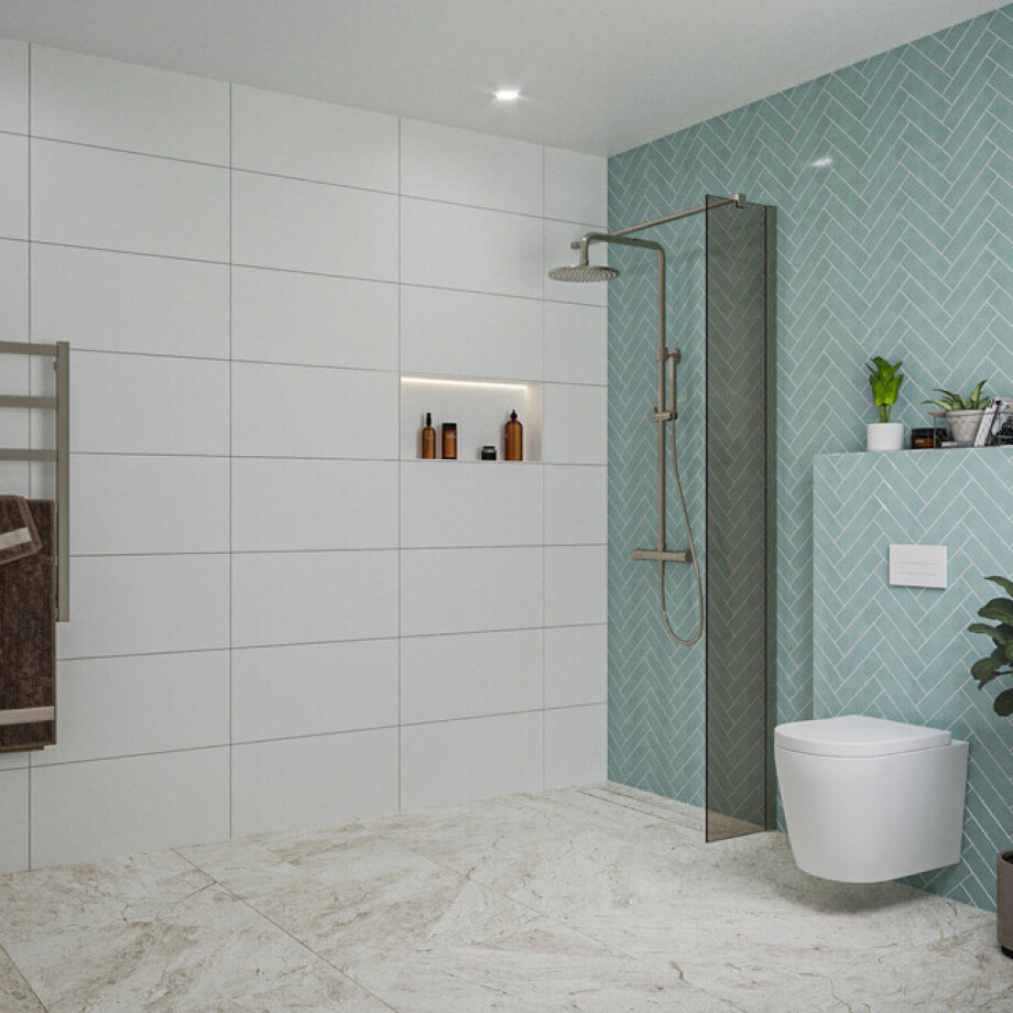 Fortifura Galeria inloopdouche - 30x200cm - rookglas - wandarm - Geborsteld Gunmetal PVD SW797930/SW797907 Fortifura Galeria inloopdouche - 30x200cm - rookglas - wandarm - Geborsteld Gunmetal PVD SW797930/SW797907 afbeelding 1