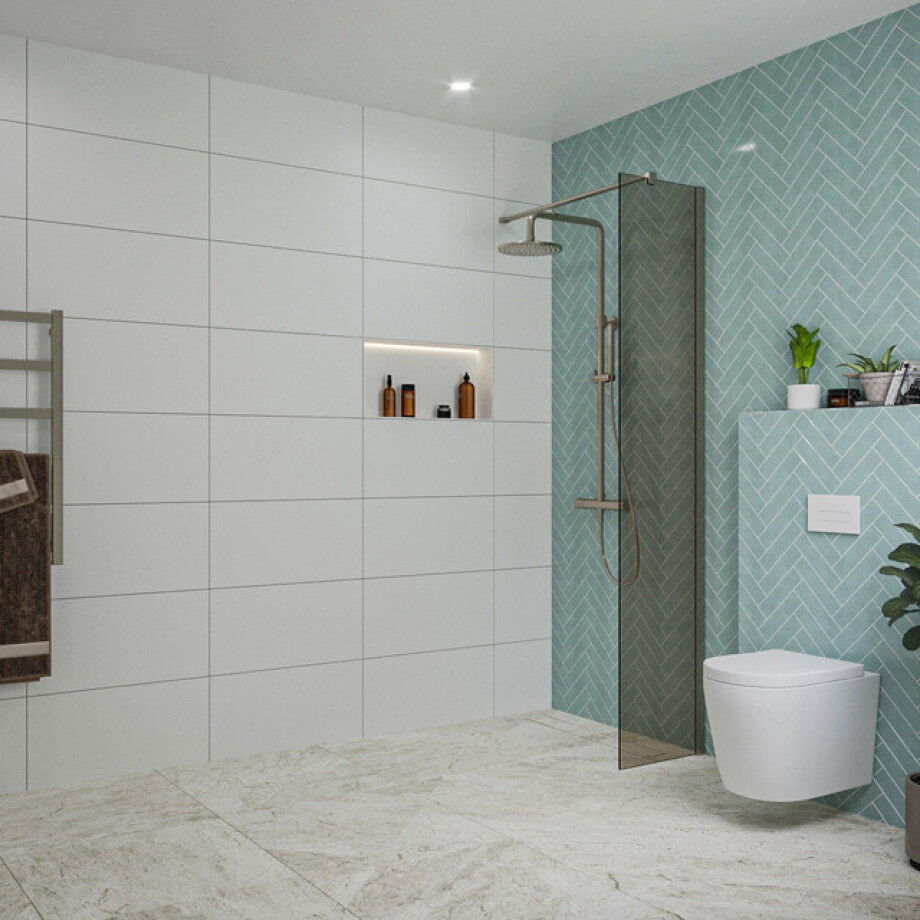 Fortifura Galeria inloopdouche - 40x200cm - rookglas - wandarm - Geborsteld Gunmetal PVD SW797934/SW797907 Fortifura Galeria inloopdouche - 40x200cm - rookglas - wandarm - Geborsteld Gunmetal PVD SW797934/SW797907 afbeelding 1