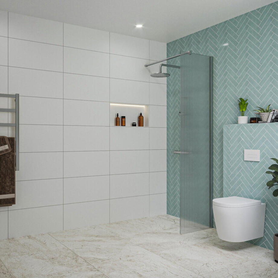Fortifura Galeria inloopdouche - 50x200cm - ribbelglas - wandarm - chroom SW797947/SW797904 afbeelding 1