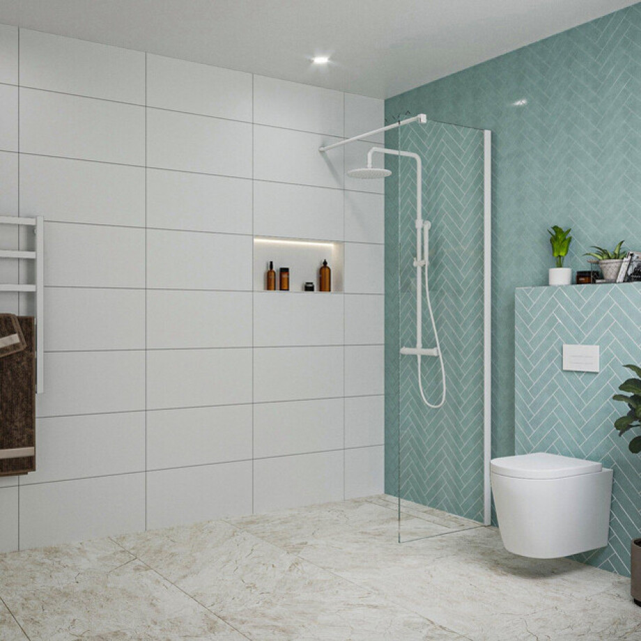 Fortifura Galeria inloopdouche - 60x200cm - helder glas - wandarm - mat wit SW797912/SW797906 afbeelding 1