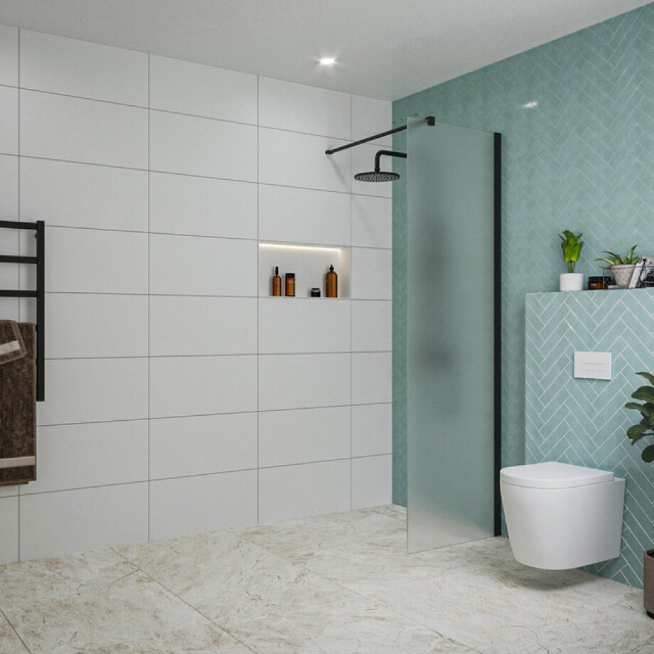 Fortifura Galeria inloopdouche - 60x200cm - mat glas - wandarm - mat zwart SW797923/SW797905 Fortifura Galeria inloopdouche - 60x200cm - mat glas - wandarm - mat zwart SW797923/SW797905 afbeelding 1