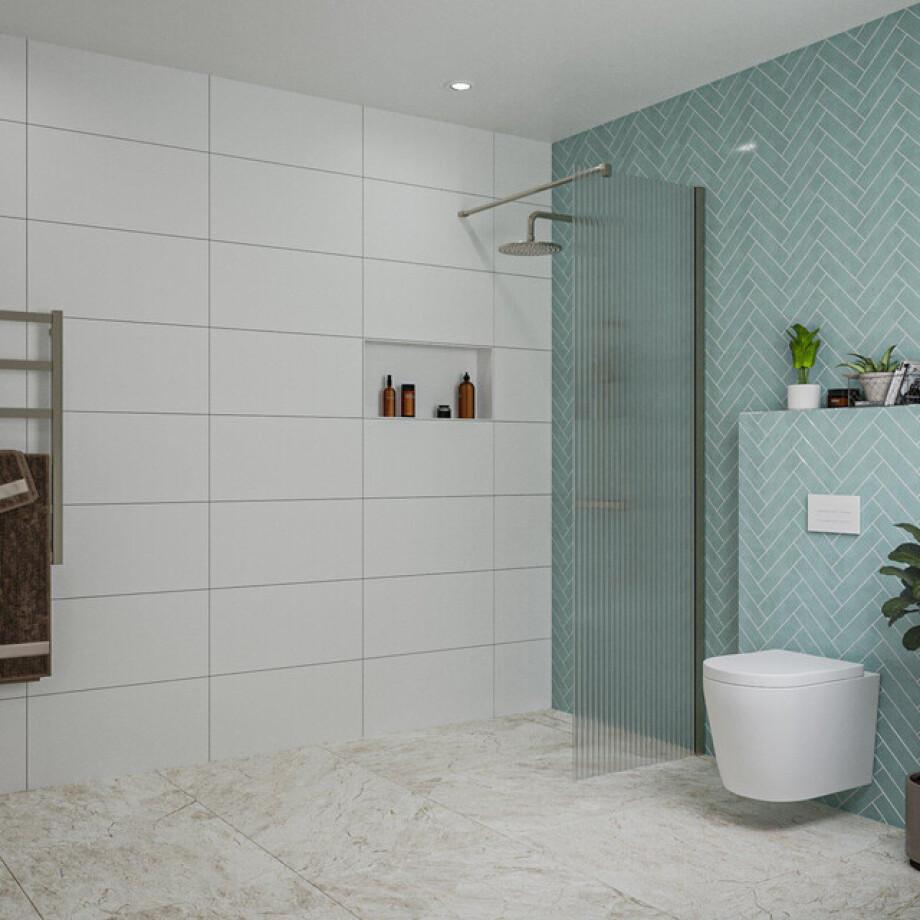 Fortifura Galeria inloopdouche - 60x200cm - ribbelglas - wandarm - Geborsteld Gunmetal PVD SW797950/SW797907 Fortifura Galeria inloopdouche - 60x200cm - ribbelglas - wandarm - Geborsteld Gunmetal PVD SW797950/SW797907 afbeelding 1