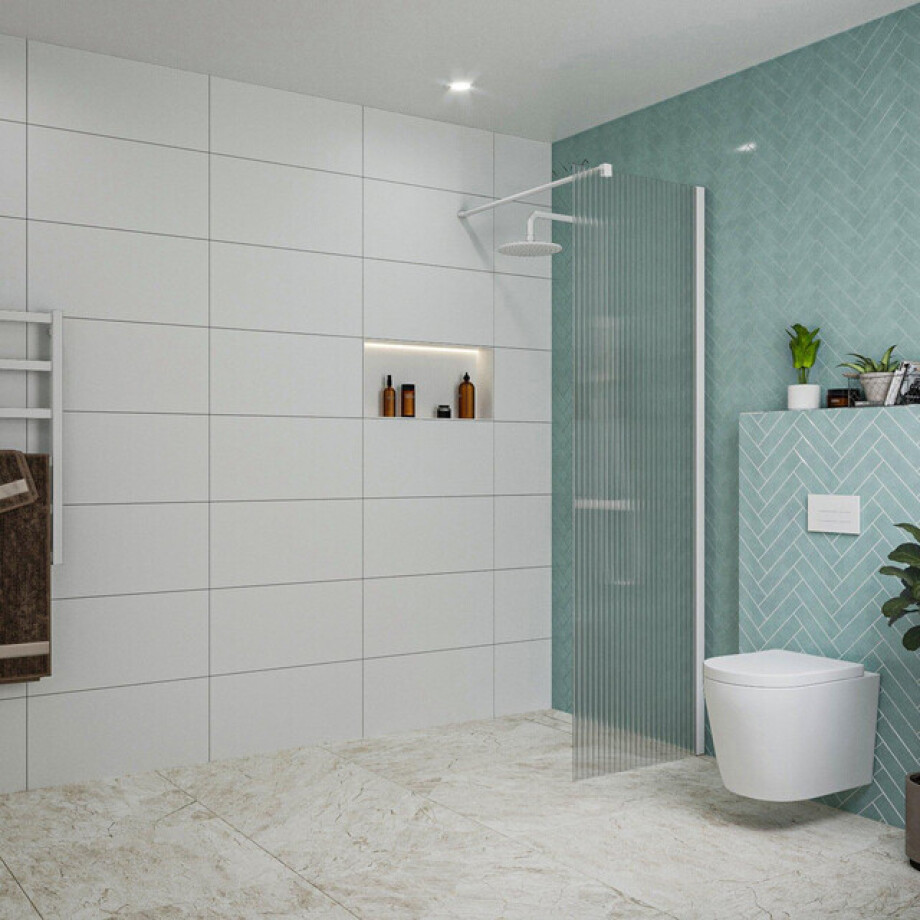 Fortifura Galeria inloopdouche - 60x200cm - ribbelglas - wandarm - mat wit SW797950/SW797906 Fortifura Galeria inloopdouche - 60x200cm - ribbelglas - wandarm - mat wit SW797950/SW797906 afbeelding 1