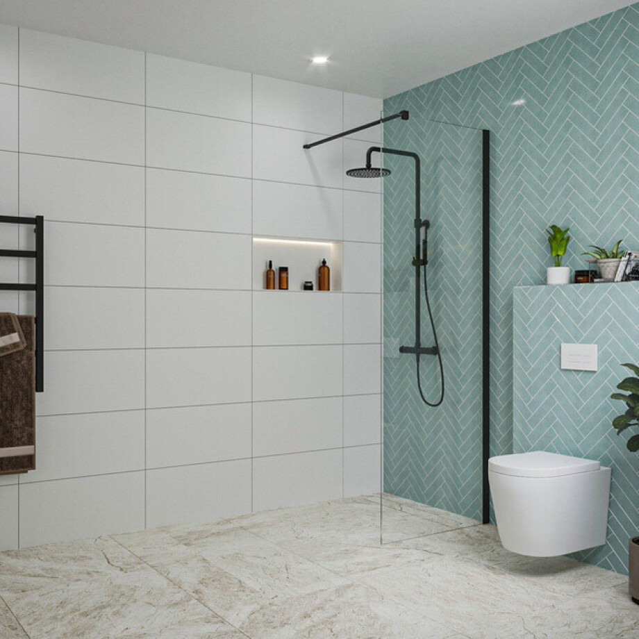 Fortifura Galeria inloopdouche - 70x200cm - helder glas - wandarm - mat zwart SW797913/SW797905 Fortifura Galeria inloopdouche - 70x200cm - helder glas - wandarm - mat zwart SW797913/SW797905 afbeelding 1