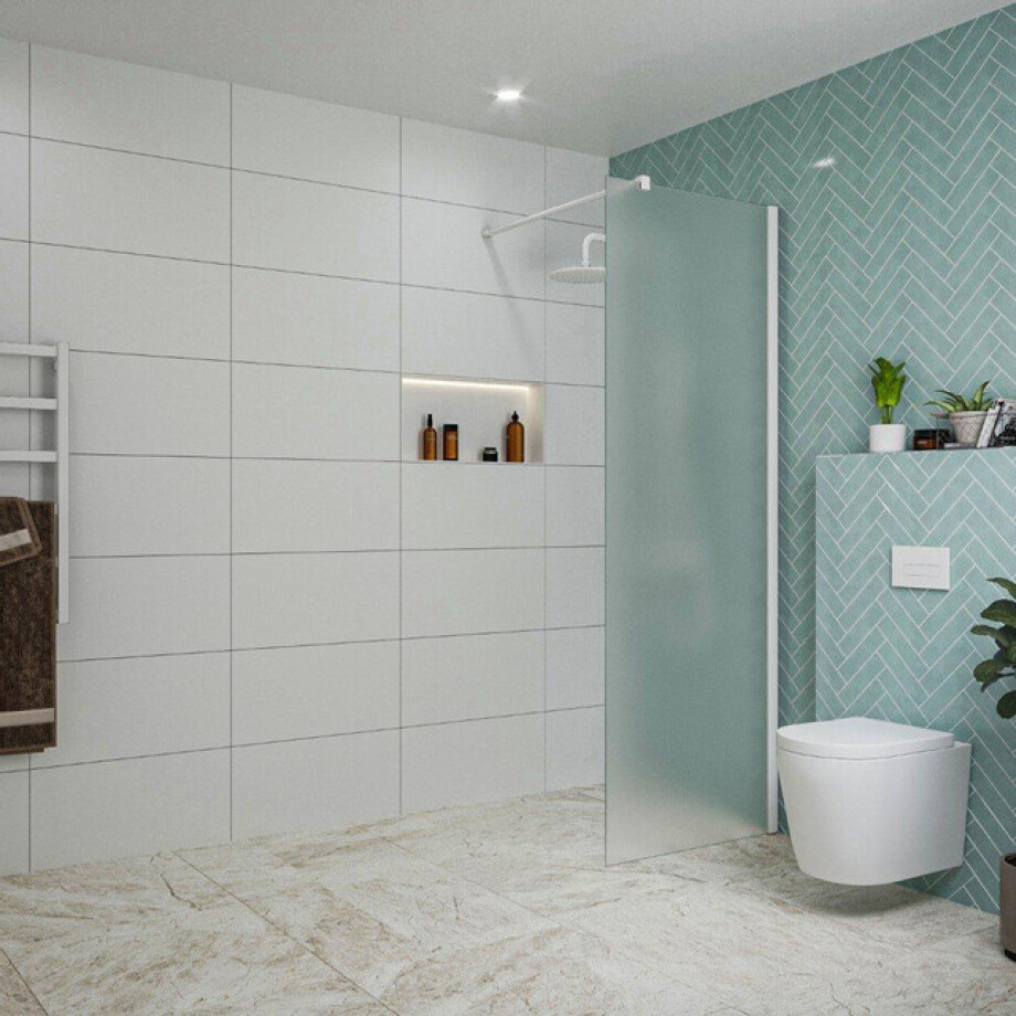 Fortifura Galeria inloopdouche - 70x200cm - mat glas - wandarm - mat wit SW797924/SW797906 Fortifura Galeria inloopdouche - 70x200cm - mat glas - wandarm - mat wit SW797924/SW797906 afbeelding 1