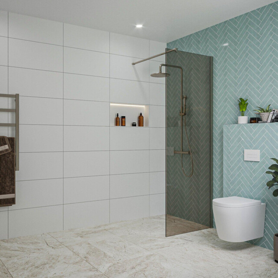 Fortifura Galeria inloopdouche - 70x200cm - rookglas - wandarm - Geborsteld Gunmetal PVD SW797941/SW797907 Fortifura Galeria inloopdouche - 70x200cm - rookglas - wandarm - Geborsteld Gunmetal PVD SW797941/SW797907 afbeelding 1