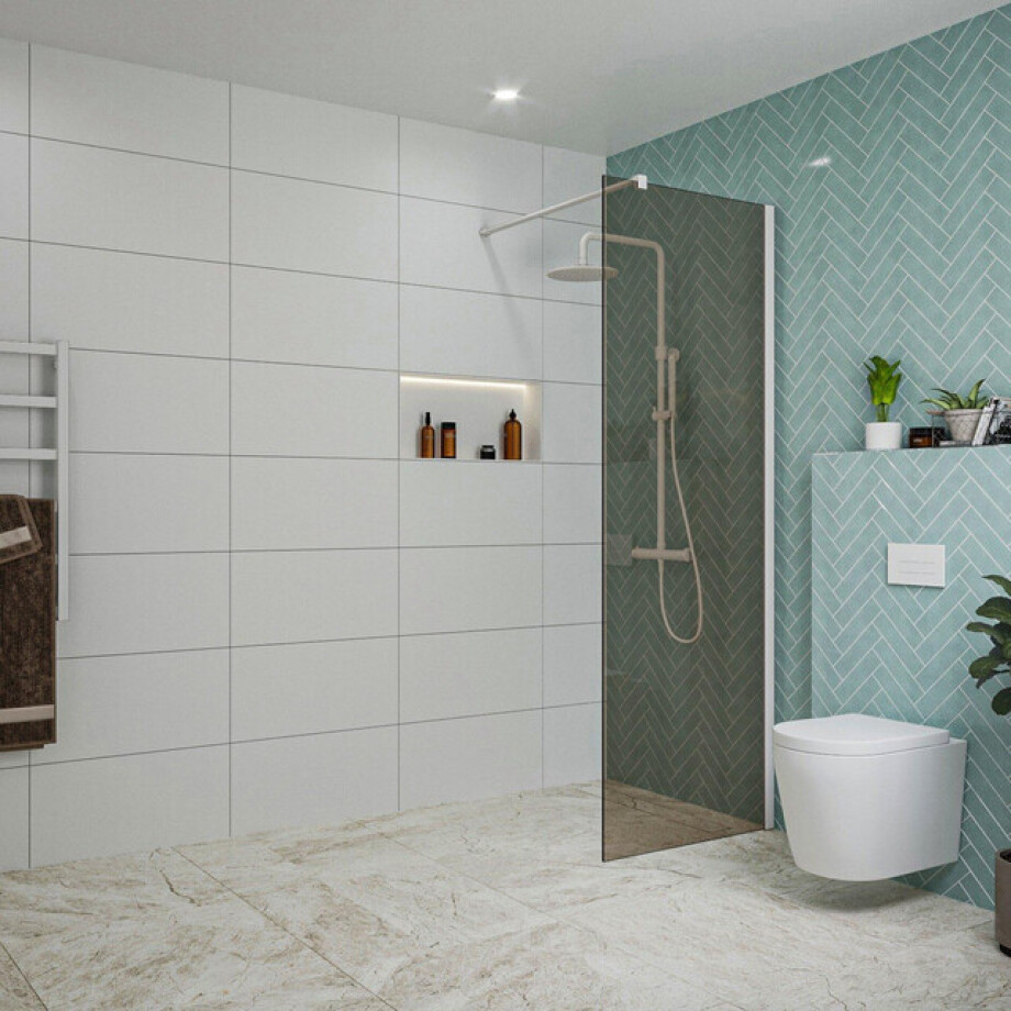 Fortifura Galeria inloopdouche - 70x200cm - rookglas - wandarm - mat wit SW797941/SW797906 Fortifura Galeria inloopdouche - 70x200cm - rookglas - wandarm - mat wit SW797941/SW797906 afbeelding 1