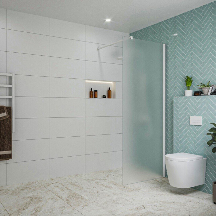 Fortifura Galeria inloopdouche - 80x200cm - mat glas - wandarm - mat wit SW797925/SW797906 afbeelding 1