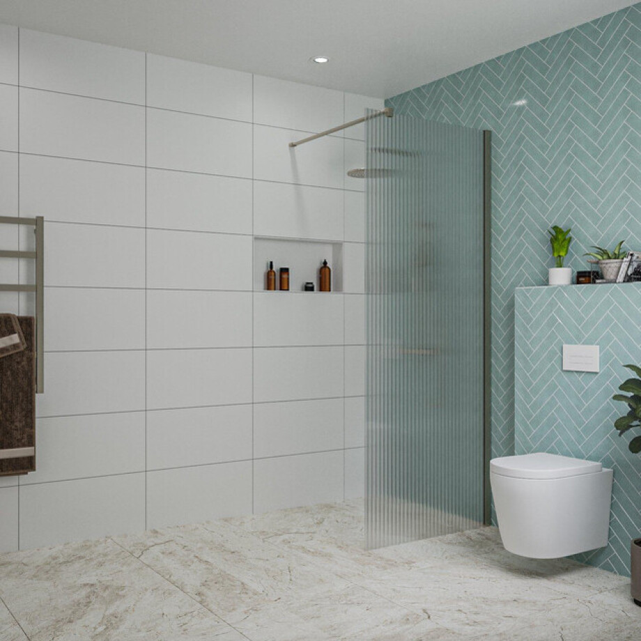 Fortifura Galeria inloopdouche - 80x200cm - ribbelglas - wandarm - Geborsteld Gunmetal PVD SW797952/SW797907 Fortifura Galeria inloopdouche - 80x200cm - ribbelglas - wandarm - Geborsteld Gunmetal PVD SW797952/SW797907 afbeelding 1