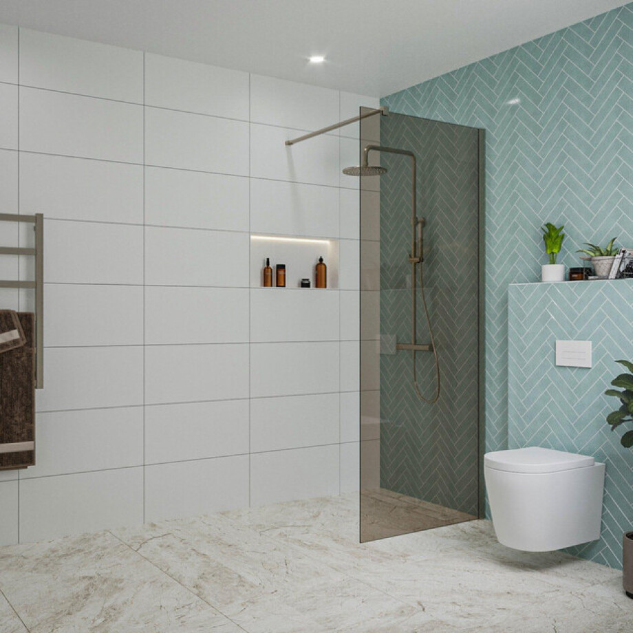 Fortifura Galeria inloopdouche - 80x200cm - rookglas - wandarm - Geborsteld Gunmetal PVD SW797939/SW797907 Fortifura Galeria inloopdouche - 80x200cm - rookglas - wandarm - Geborsteld Gunmetal PVD SW797939/SW797907 afbeelding 1