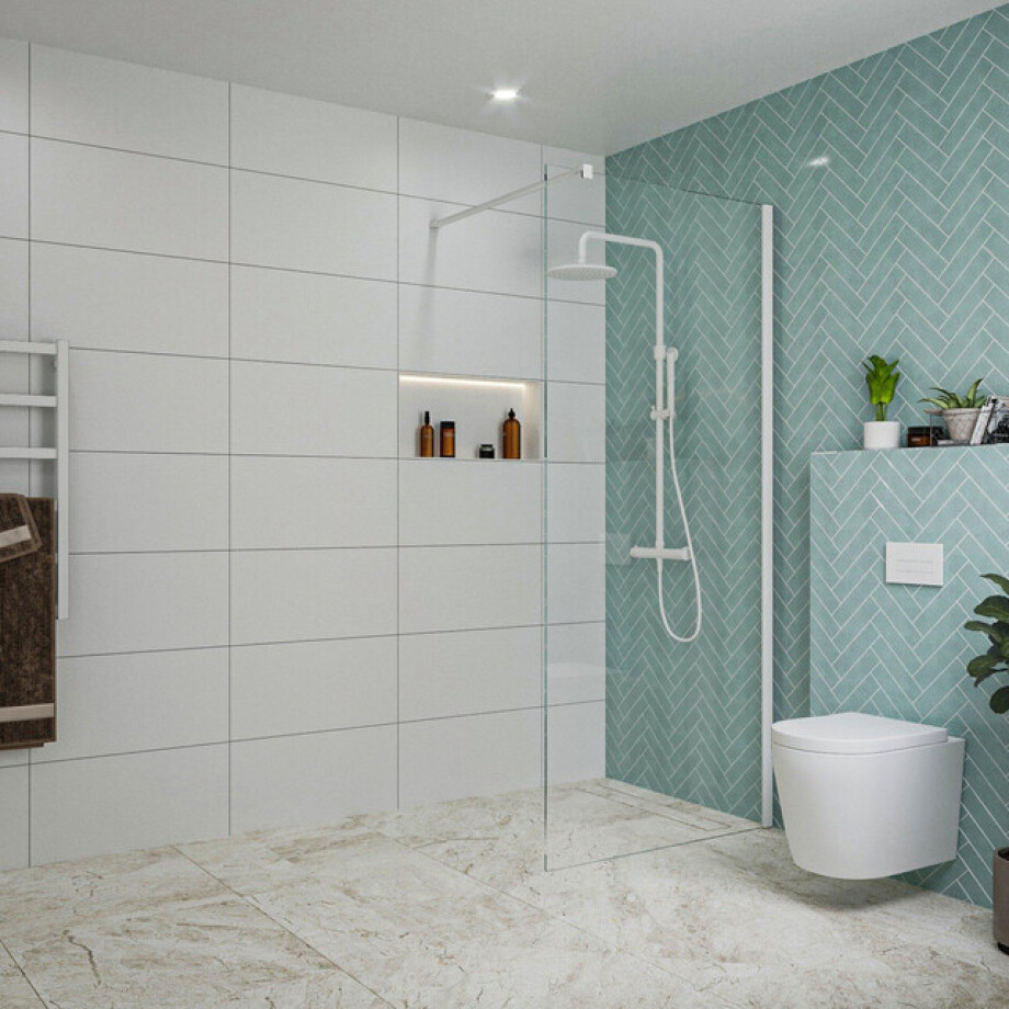 Fortifura Galeria inloopdouche - 90x200cm - helder glas - wandarm - mat wit SW797926/SW797906 afbeelding 1