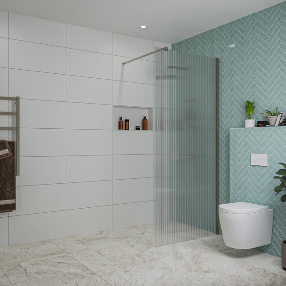 Fortifura Galeria inloopdouche - 90x200cm - ribbelglas - wandarm - Geborsteld Gunmetal PVD SW797951/SW797907 Fortifura Galeria inloopdouche - 90x200cm - ribbelglas - wandarm - Geborsteld Gunmetal PVD SW797951/SW797907 afbeelding 1