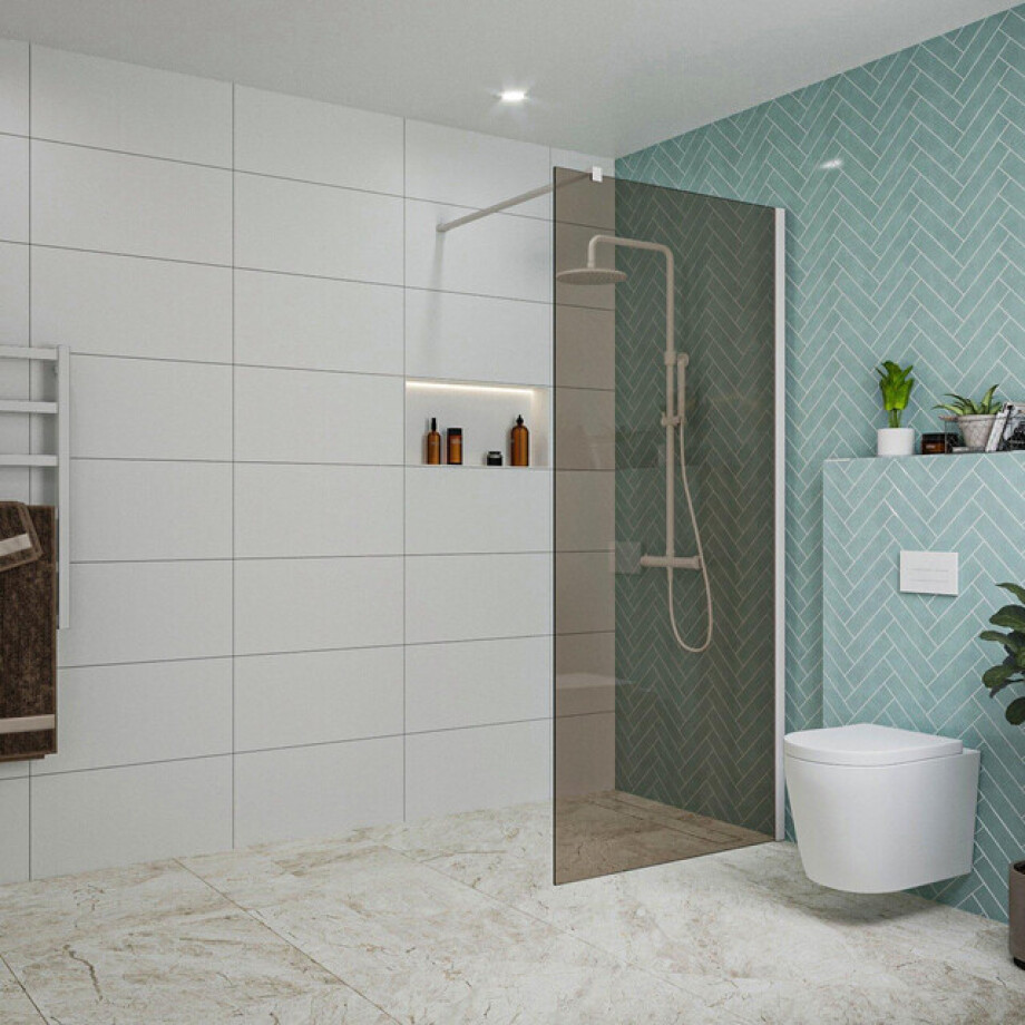 Fortifura Galeria inloopdouche - 90x200cm - rookglas - wandarm - mat wit SW797938/SW797906 Fortifura Galeria inloopdouche - 90x200cm - rookglas - wandarm - mat wit SW797938/SW797906 afbeelding 1