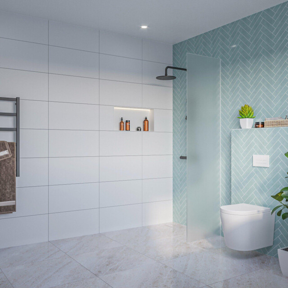 Fortifura Galeria Inloopdouche - mat glas - 50x200cm - 8mm - nano - blind inbouw profiel SW797922 SW1102415 afbeelding 1