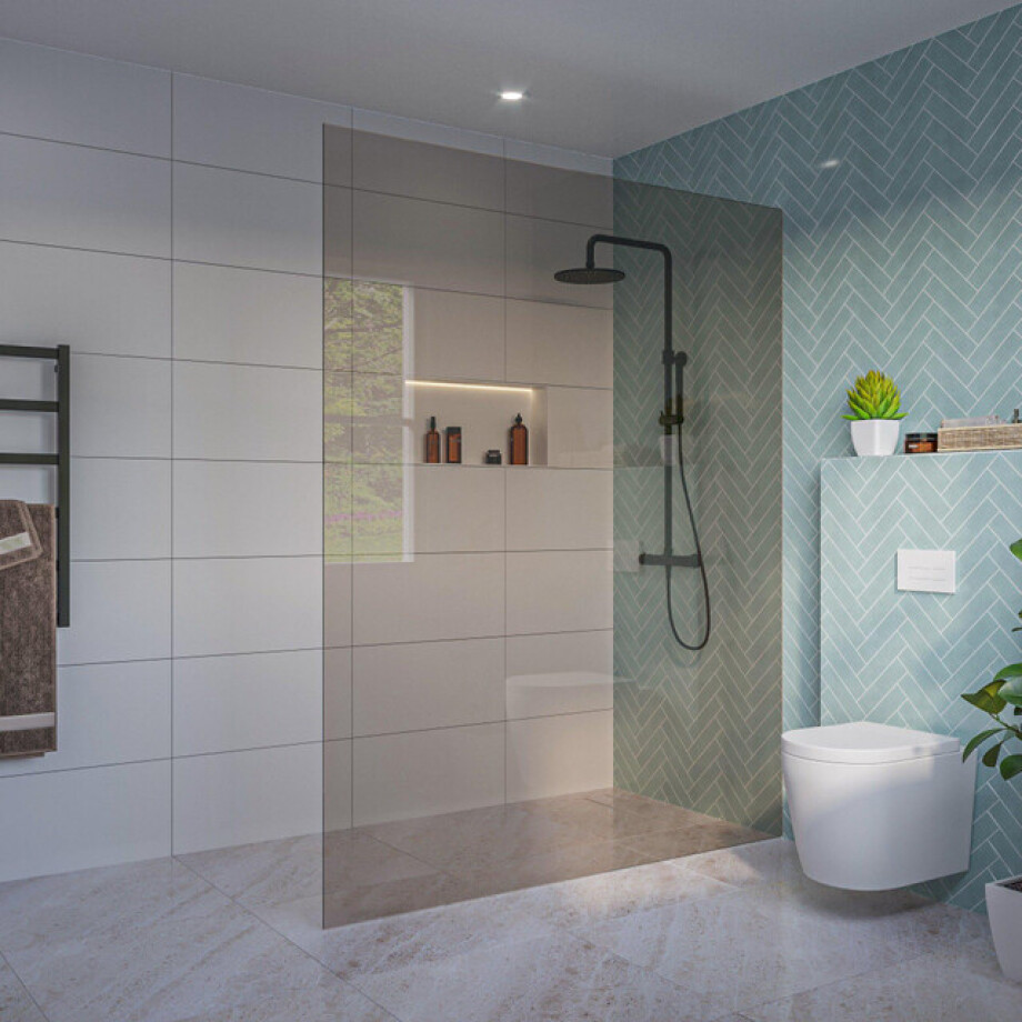 Fortifura Galeria Inloopdouche - rook glas - 160x200cm - 8mm - nano - blind inbouw profiel SW797942 SW1102415 afbeelding 1