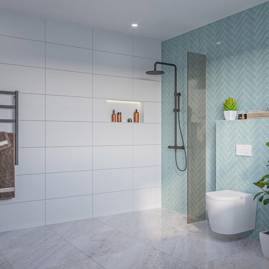 Fortifura Galeria Inloopdouche - rookglas - 30x200cm - 8mm - nano - blind inbouw profiel SW797930 SW1102415 afbeelding 1