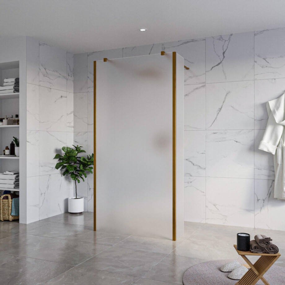 Fortifura Galeria Vrijstaande Inloopdouche - 100x200cm - Glas mat - antikalk - 8mm veiligheidsglas - 2 zijwanden 30cm - wandsteunen en hoekprofielen - Geborsteld koper PVD (Koper) SW927772 2x/SW797927/SW797931 2x/SW876703 2x Fortifura Galeria Vrijstaande Inloopdouche - 100x200cm - Glas mat - antikalk - 8mm veiligheidsglas - 2 zijwanden 30cm - wandsteunen en hoekprofielen - Geborsteld koper PVD (Koper) SW927772 2x/SW797927/SW797931 2x/SW876703 2x afbeelding 1