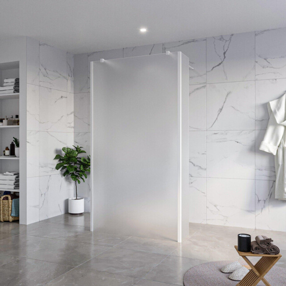Fortifura Galeria Vrijstaande Inloopdouche - 110x200cm - Glas mat - antikalk - 8mm veiligheidsglas - 2 zijwanden 40cm - wandsteunen en hoekprofielen - Wit mat SW927768 2x/SW915251/SW797921 2x/SW541264 2x Fortifura Galeria Vrijstaande Inloopdouche - 110x200cm - Glas mat - antikalk - 8mm veiligheidsglas - 2 zijwanden 40cm - wandsteunen en hoekprofielen - Wit mat SW927768 2x/SW915251/SW797921 2x/SW541264 2x afbeelding 1
